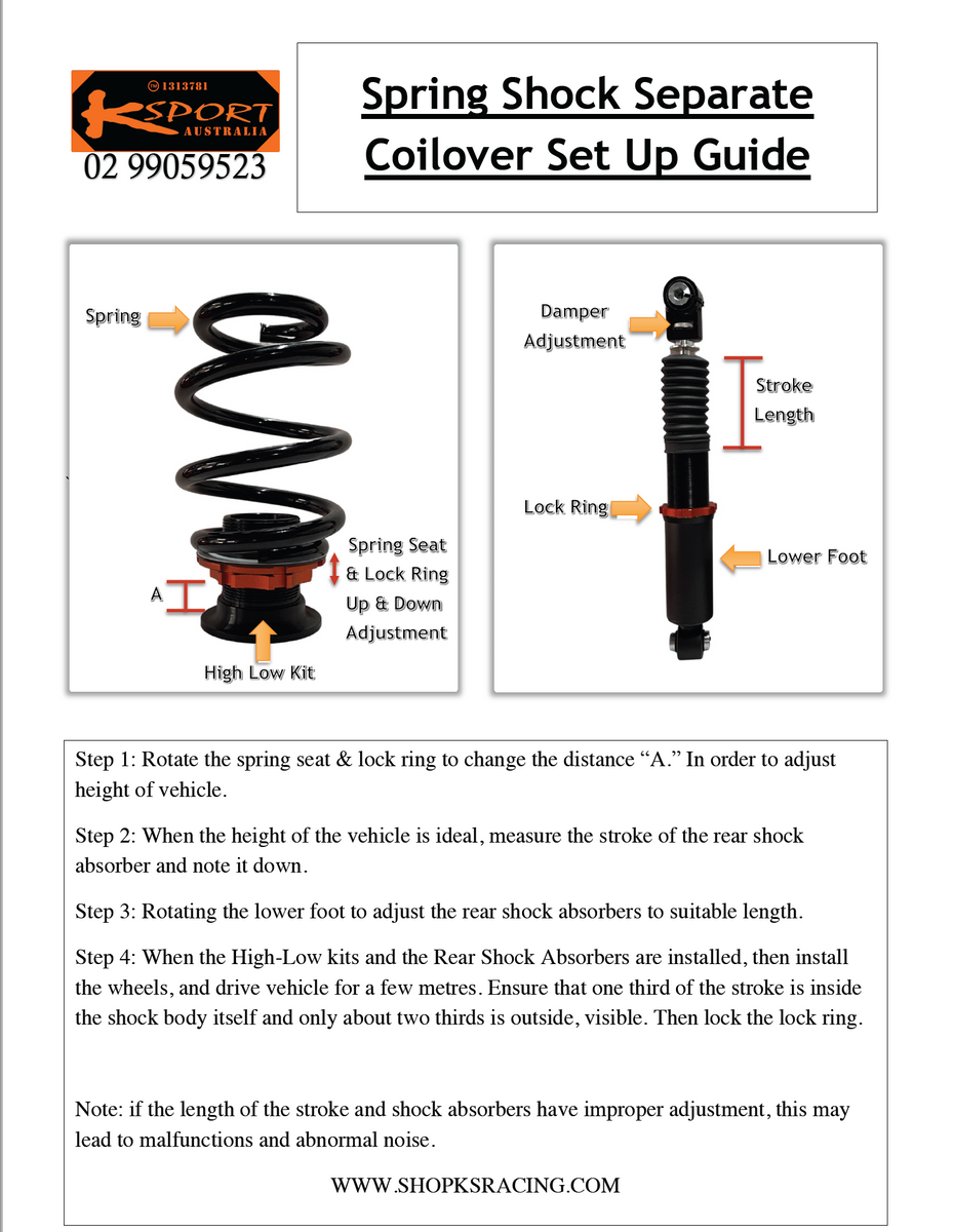 KSPORT Ford Falcon BA-BF, FG Coilover Set Up Guide 2022 – KS RACING