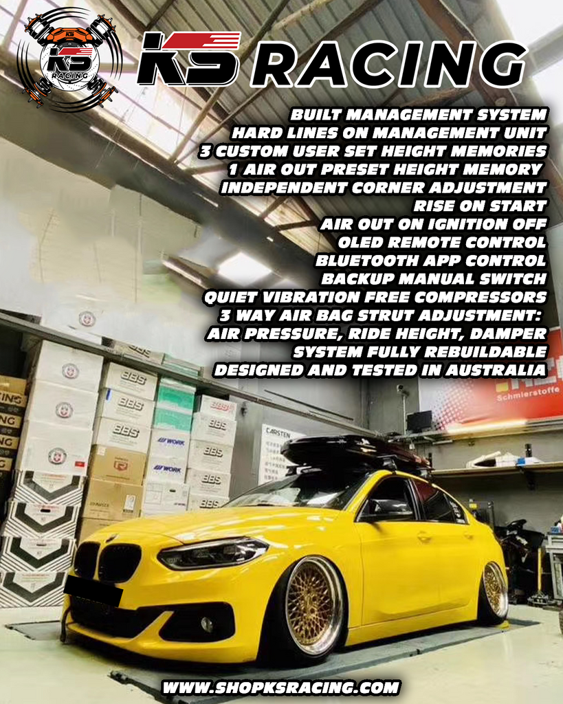 BMW 1 Series 6cyl F20 11-19 Premium Wireless Air Suspension Kit - KS RACING