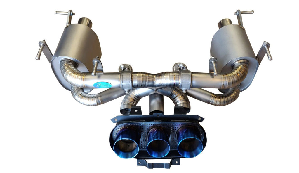 Ferrari F458 Italia 2010-2015 Titanium exhaust system with valve function, titanium upgrade exhaust tips included