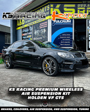 Load image into Gallery viewer, HSV VF GTS WITH 22&quot; RAPIERS SLAMMED WITH KS AIR RIDE AIR SUSPENSION SETUP. TUCKED 22&quot; RAPIERS AND AIRED OUT TO THE GROUND. HSV GTS AIR BAG SUSPENSION AIR SUSPENSION PERFORMANCE KSPORT AIR STRUTS FRONT AND REAR.