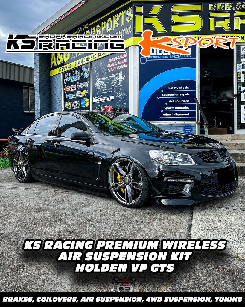 HSV VF GTS WITH 22" RAPIERS SLAMMED WITH KS AIR RIDE AIR SUSPENSION SETUP. TUCKED 22" RAPIERS AND AIRED OUT TO THE GROUND. HSV GTS AIR BAG SUSPENSION AIR SUSPENSION PERFORMANCE KSPORT AIR STRUTS FRONT AND REAR.