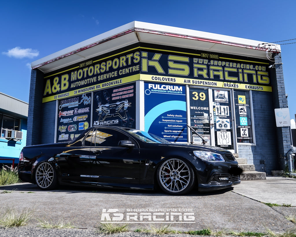 Holden VF UTE kitted with our KS RACING Premium Wireless Air Suspension kit, Front and Rear KSPORT Performance air struts.
