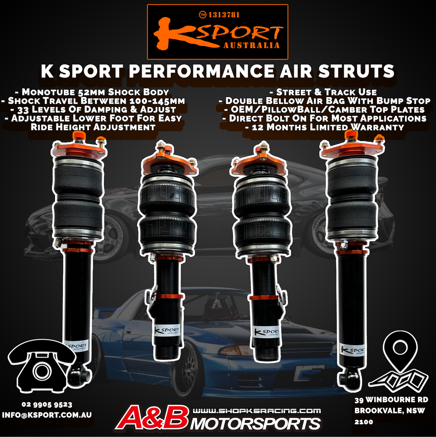 Audi TTS 55mm 8S 16-UP Air Lift Performance 3P Air Suspension with KS RACING Air Struts — KS Racing Australia