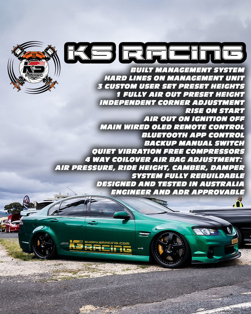 KS RACING PREMIUM WIRELESS AIR SUSPENSION KIT BREAK DOWN WITH HOLDEN COMMODORE VE BOSS VE