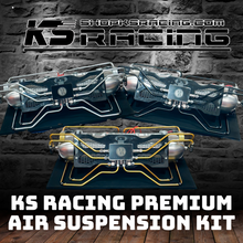 Load image into Gallery viewer, KS RACING PREMIUM WIRELESS AIR SUSPENSION KIT IN 3 DIFFERENT COLOURS: GOLD, BLACK, SILVER. BUILT AIR RIDE MANAGEMENT UNITS, READY FOR INSTALLATION.