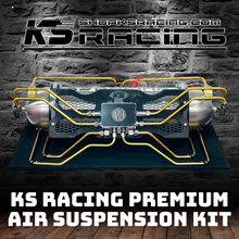 Load image into Gallery viewer, KS RACING PREMIUM WIRELESS AIR SUSPENSION KIT IN 3 DIFFERENT COLOURS: GOLD, BLACK, SILVER. BUILT AIR RIDE MANAGEMENT UNITS, READY FOR INSTALLATION.