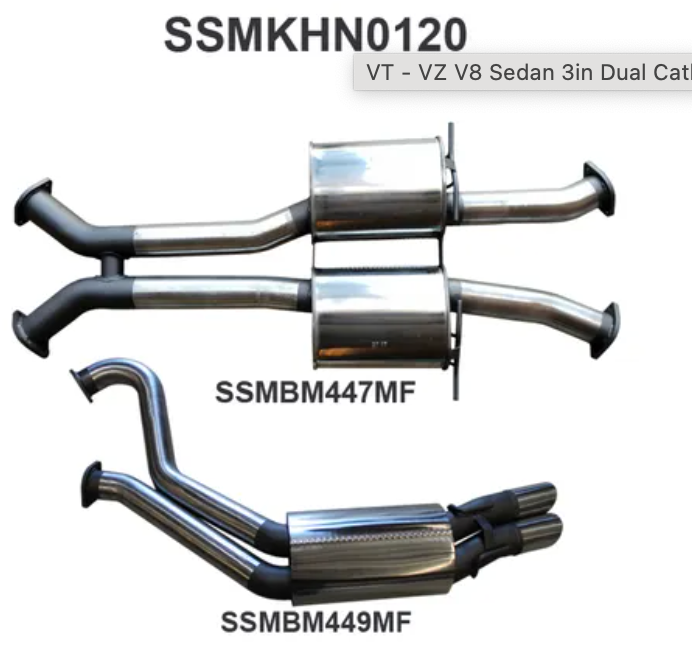 VT - VZ V8 SEDAN 3IN DUAL CATBACK MUFFLER/MUFFLER - MANTA PERFORMANCE