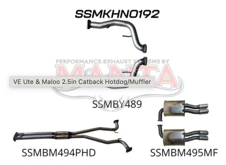 VE UTE & MALOO 2.5IN CATBACK HOTDOG/MUFFLER - MANTA PERFORMANCE